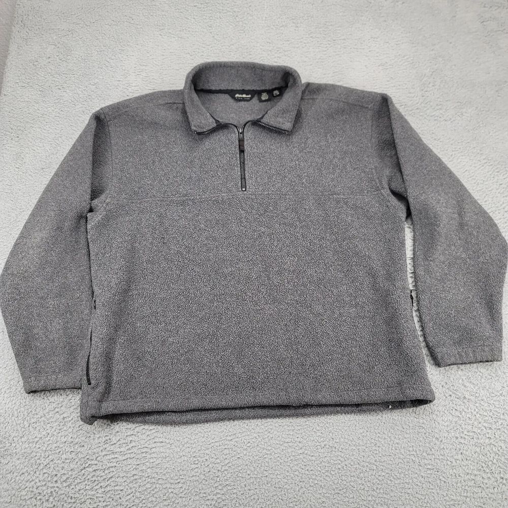 Eddie Bauer Jacket Mens XL Gray Fleece Polartec Outdoors 1/4 Zip Long Sleeve